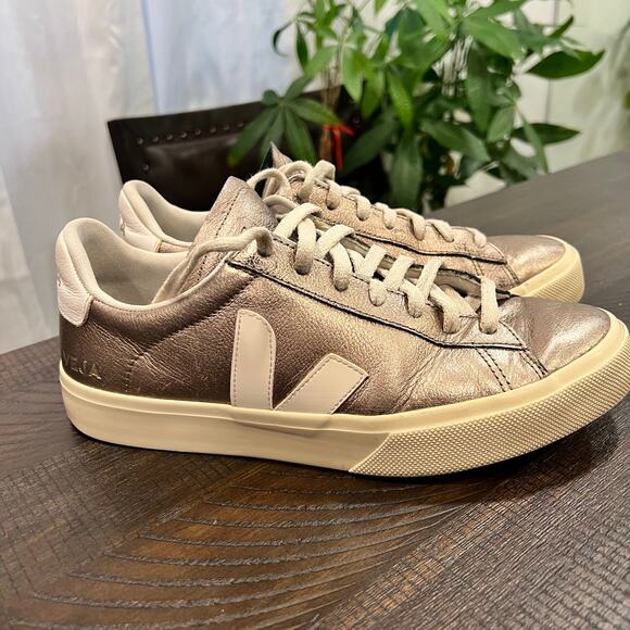 Veja gold lace casual shoes gold 9.5 women - Picture 1 of 10